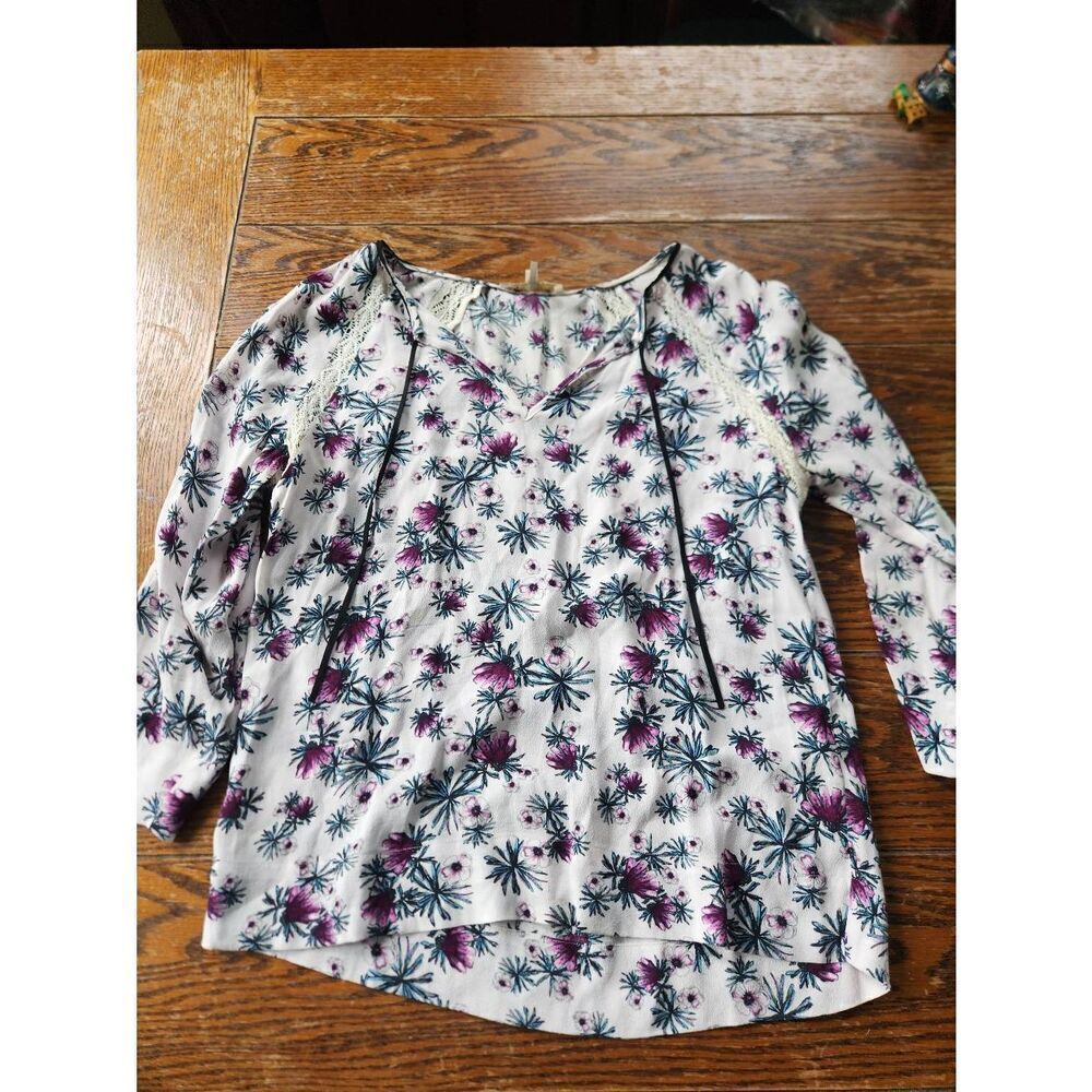 Maje Larson  floral tie neck blouse sz 1 (Small)